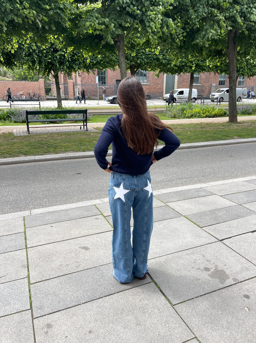 Star Jeans With White Stars