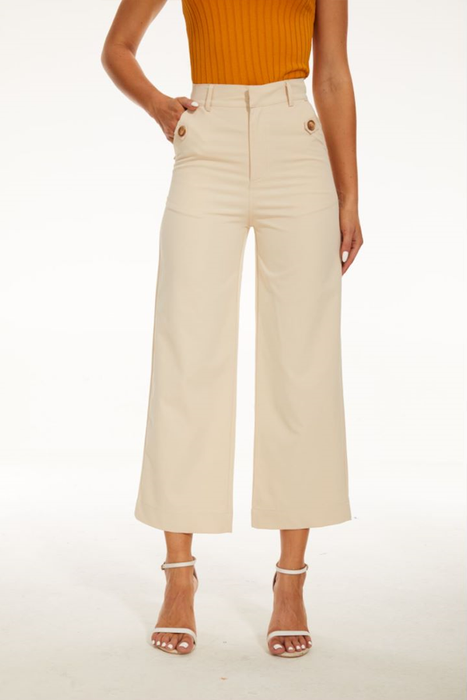 Comfy Stretch Twill Cropped Wide Leg Pant