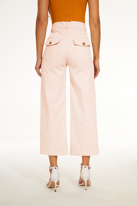 Comfy Stretch Twill Cropped Wide Leg Pant