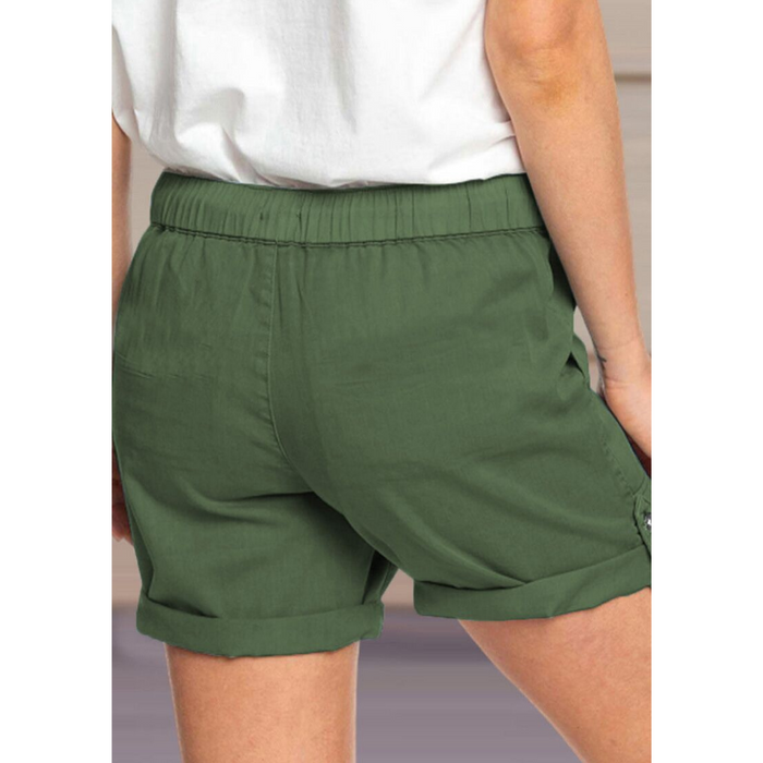 Solid Color Straight Leg Casual Shorts