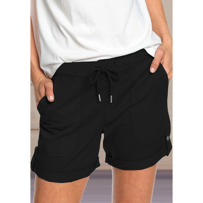 Solid Color Straight Leg Casual Shorts