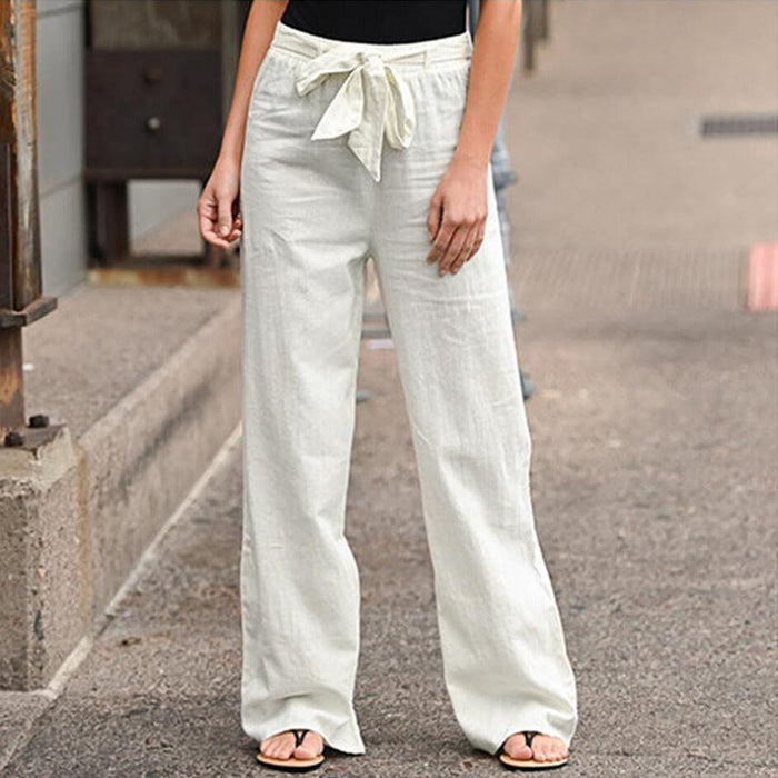 Loose Waist With Belt Wide Leg Pants