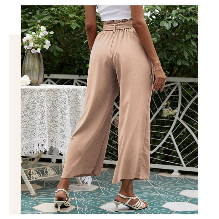 Flared Casual Pants With Floral Bracts