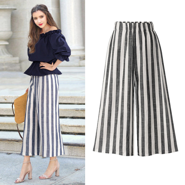 Thin Loose Striped Pants High Waisted Style