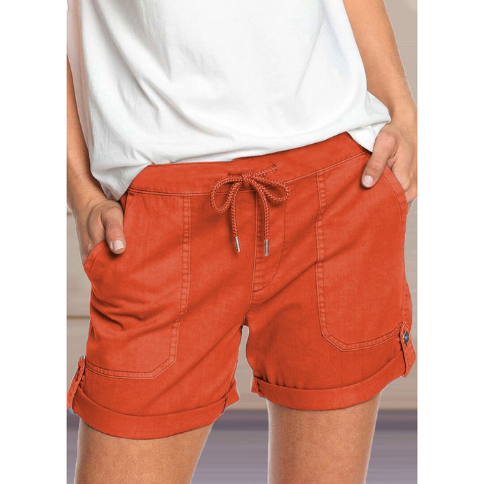 Solid Color Straight Leg Casual Shorts