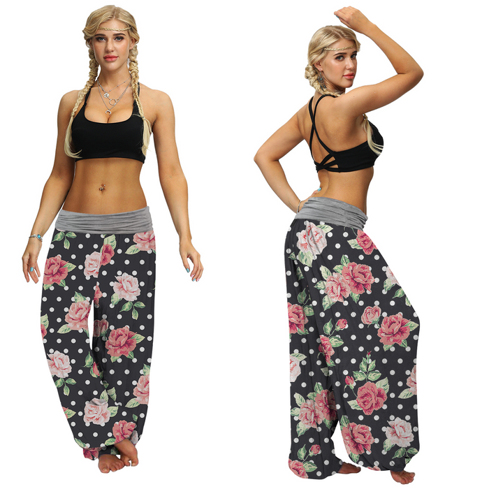 Polka Dot Floral Baggy Harem Pants